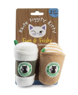 Meowbucks (2 Coffee Cups) Organic Catnip Toys set